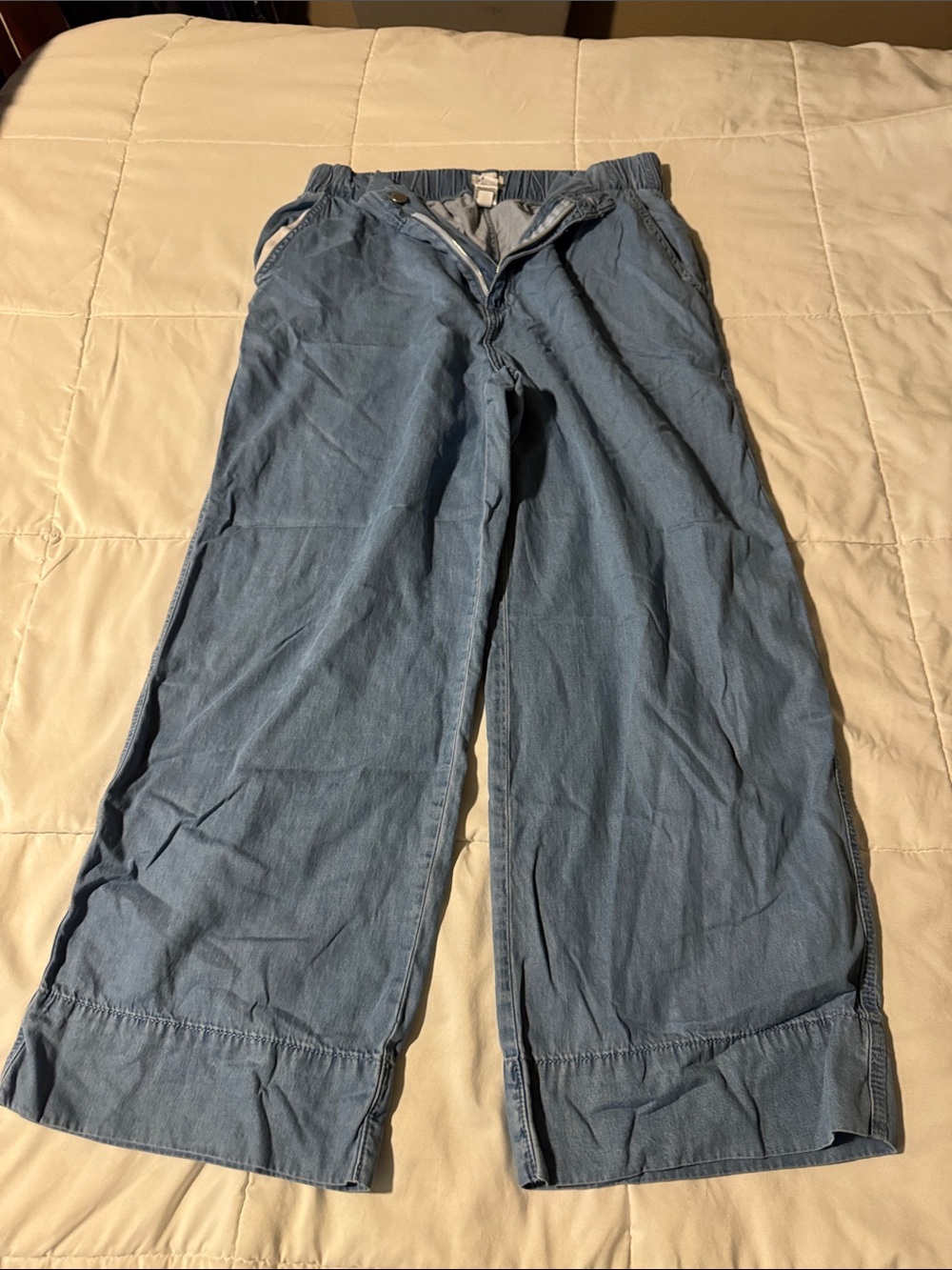 Sonoma Light Blue Chambray Elastic-Waist Pants